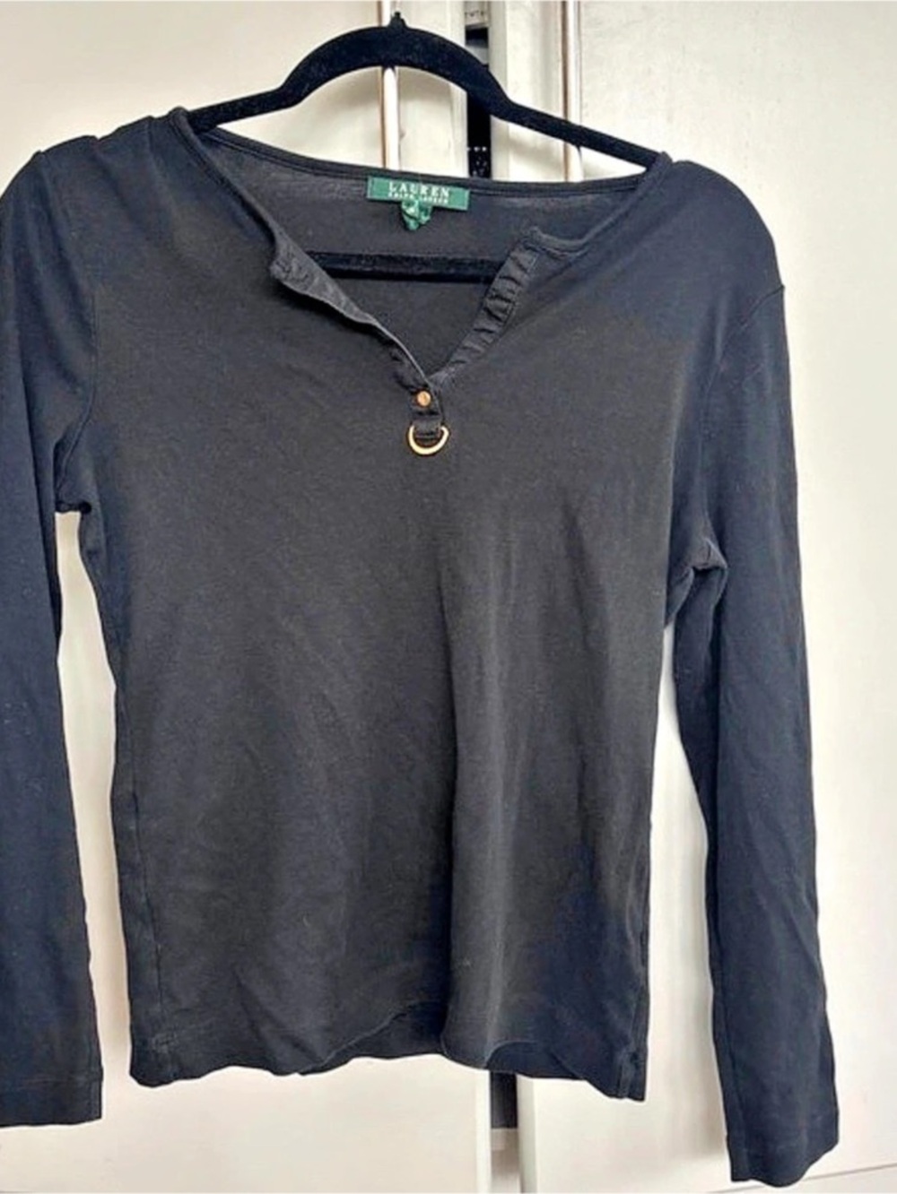 Lauren Ralph Lauren Women's Long Sleeve Top in Black